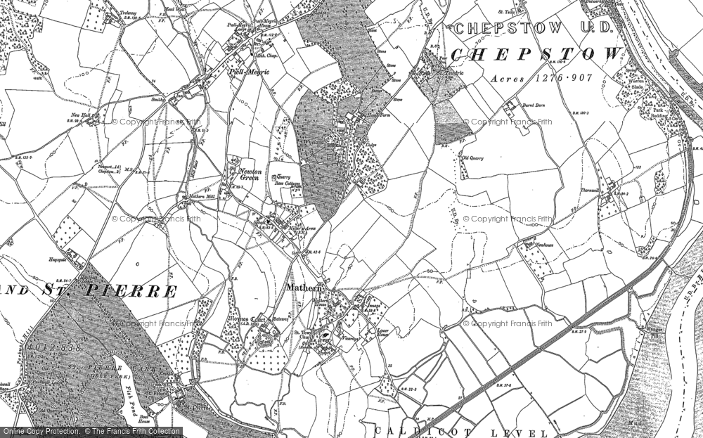 Old Map of Historic Map covering Wyelands in 1900