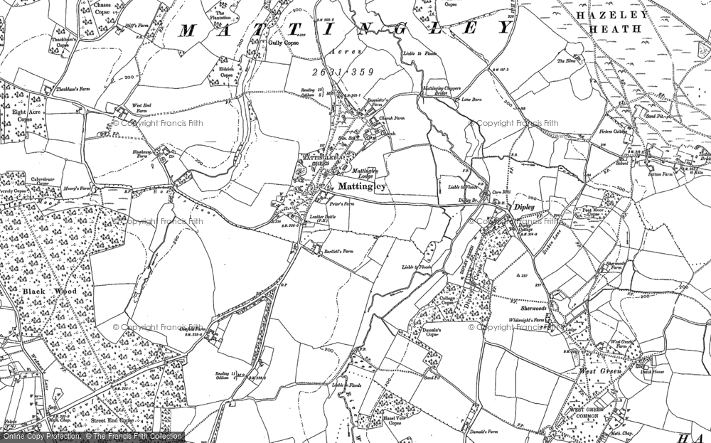 Old Map of Mattingley, 1894 in 1894
