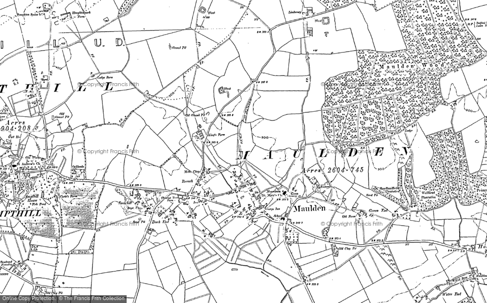 Old Map of Historic Map covering Maulden Wood in 1882