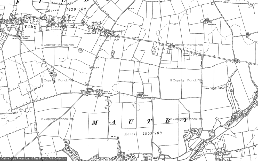 Old Map of Mautby, 1884 - 1905 in 1884