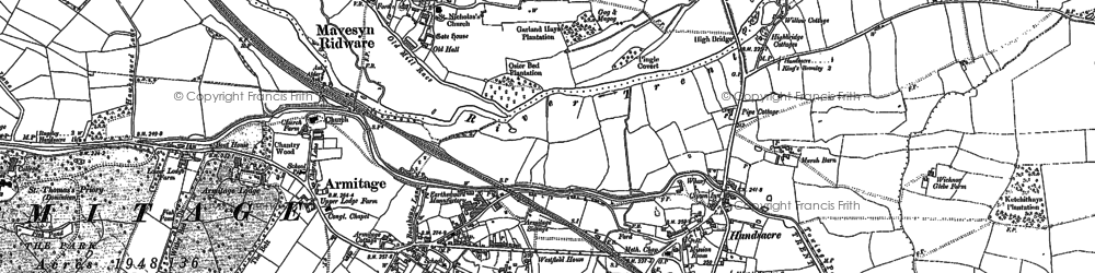 Old map of Mavesyn Ridware in 1881