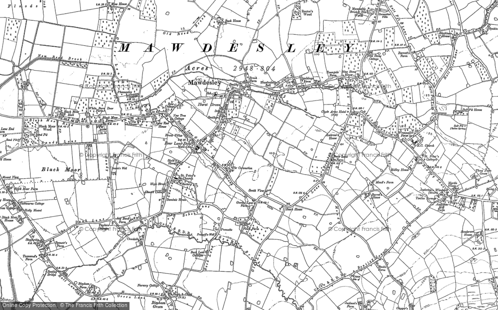 Old Map of Mawdesley, 1893 in 1893