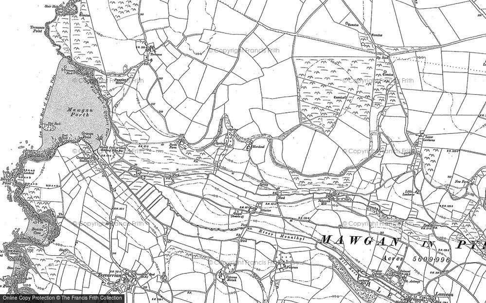 Old Map of Mawgan Porth, 1906 in 1906