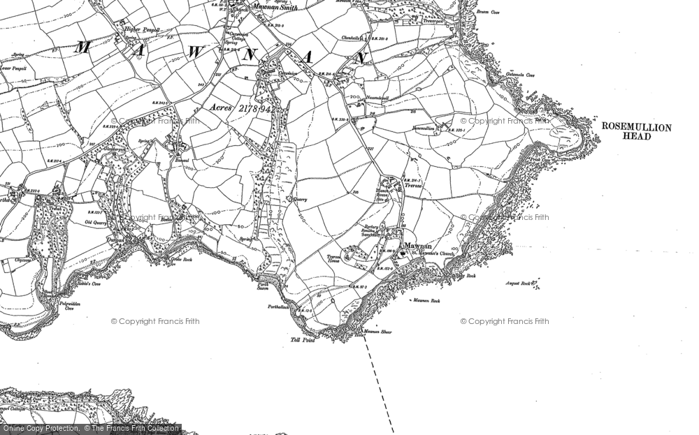 Old Map of Historic Map covering Trerose in 1906
