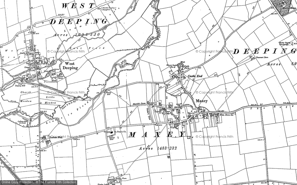 Old Map of Historic Map covering Castle End in 1886