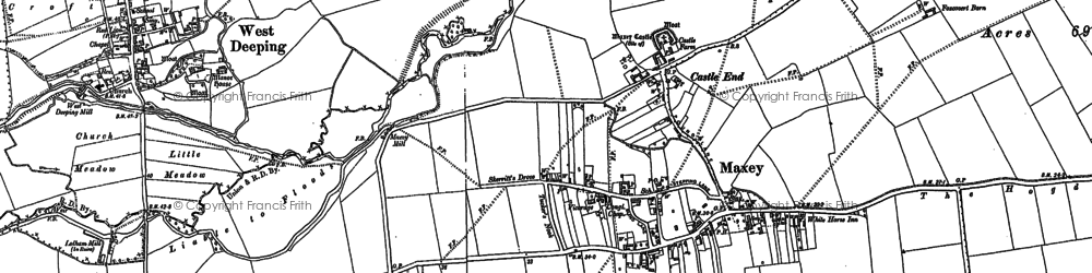 Old map of Castle End in 1886