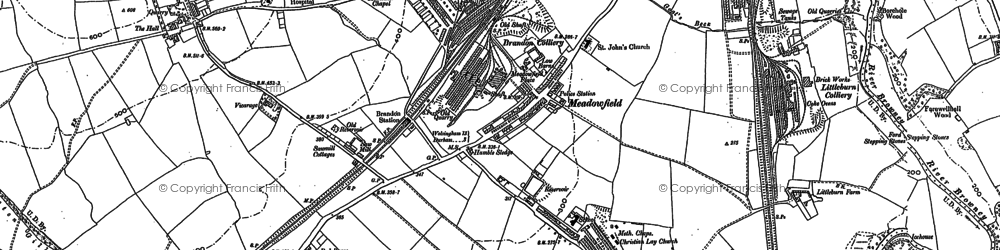 Old map of Brandon-Walk Bishop Auckland in 1895