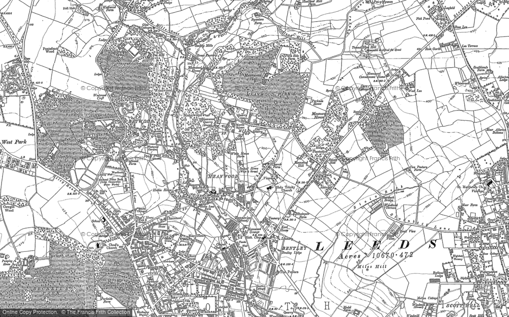 Old Map of Meanwood, 1890 - 1892 in 1890