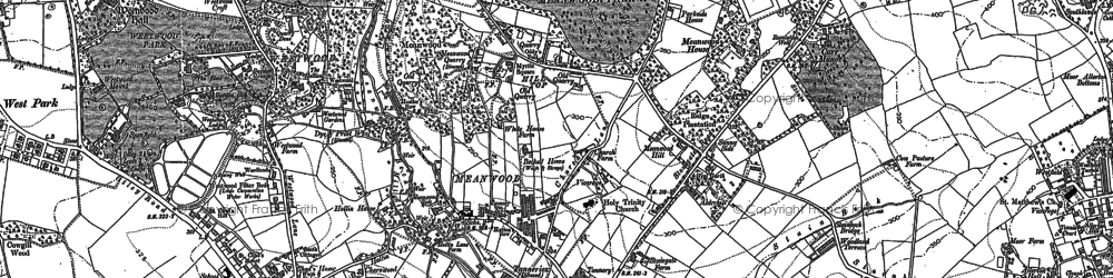 Old map of Meanwood in 1890