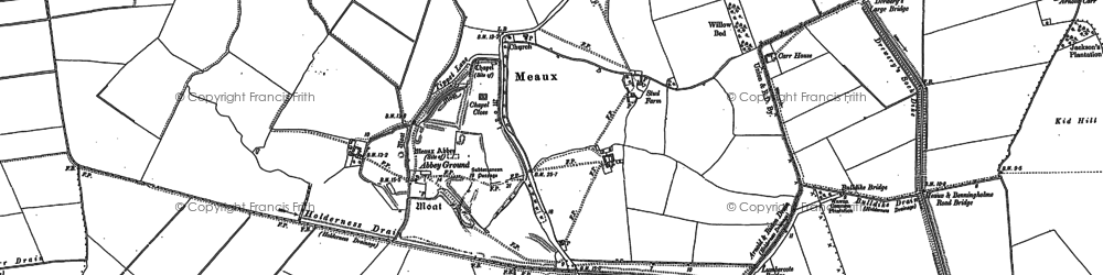 Old map of Meaux in 1853