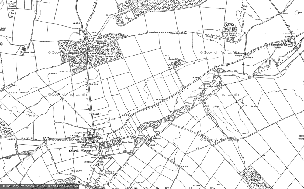 Old Map of Meden Vale, 1884 in 1884