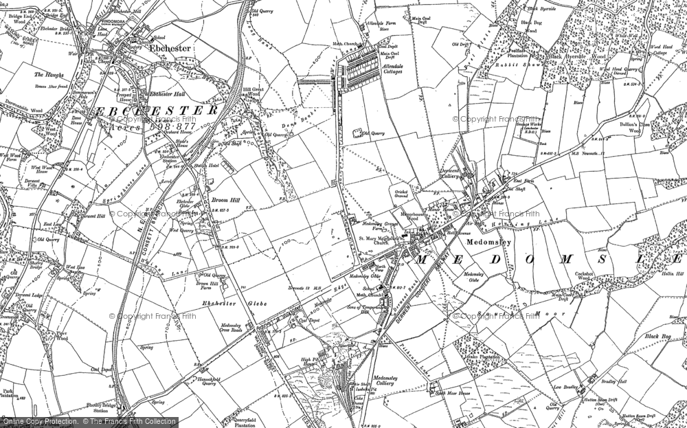 Old Map of Medomsley, 1916 in 1916