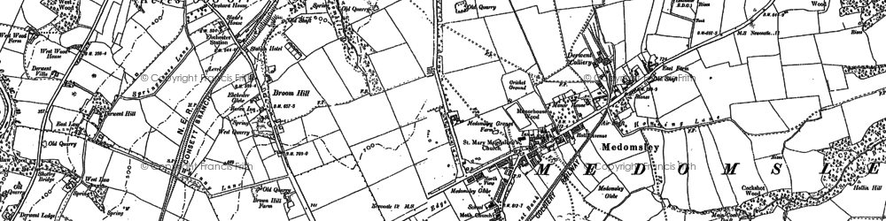 Old map of Medomsley in 1916