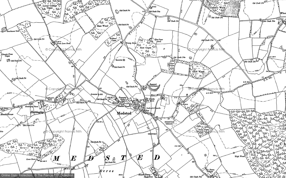 Old Map of Historic Map covering Hattingley in 1894