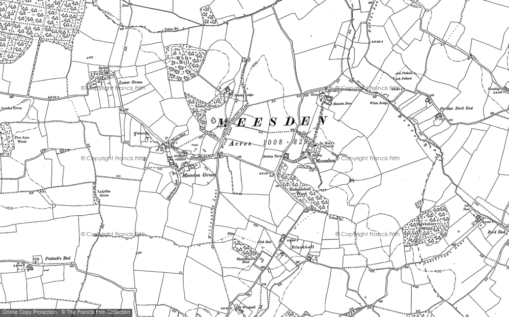 Old Map of Meesden, 1896 in 1896