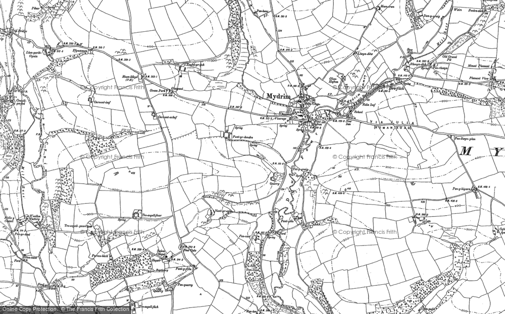 Old Map of Historic Map covering Dyffryn in 1887