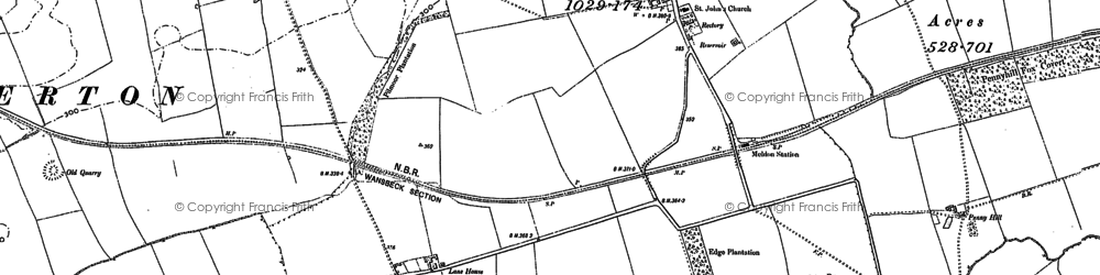 Old map of Meldon in 1896