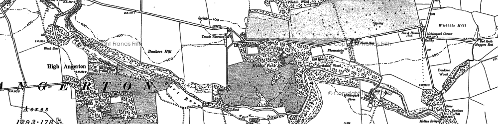 Old map of Meldon Park in 1896