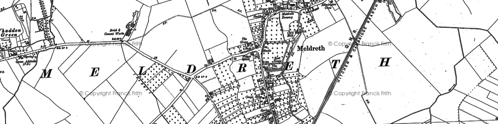 Old map of Meldreth in 1885