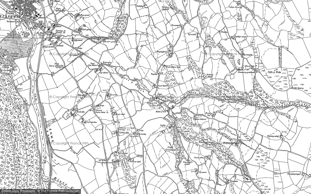 Old Map of Historic Map covering Bryniog Isaf in 1910