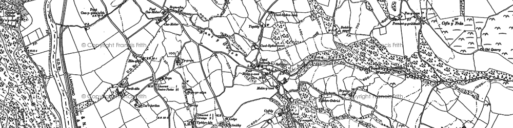 Old map of Bryniog Isaf in 1910