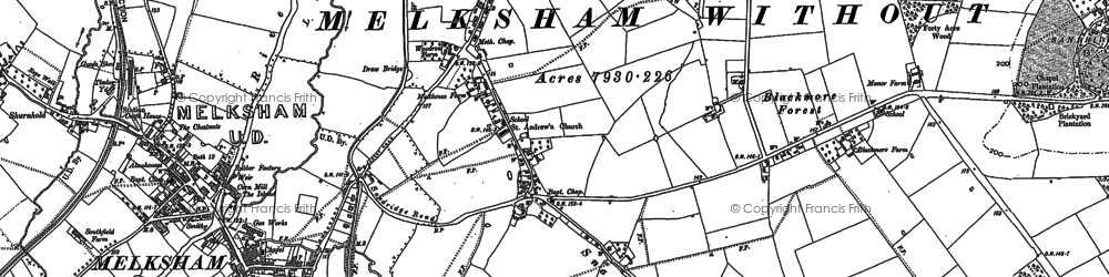 Old map of Melksham Forest in 1899