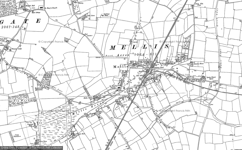 Old Map of Mellis, 1885 - 1903 in 1885