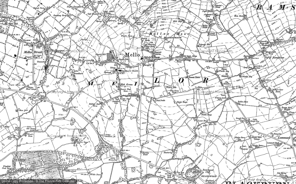 Old Map of Historic Map covering Birley Fold in 1896