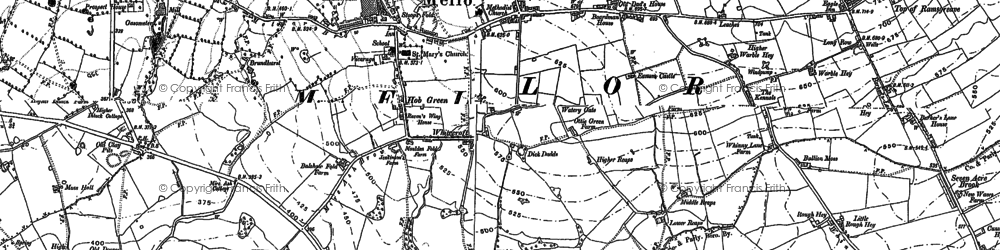 Old map of Mellor in 1896