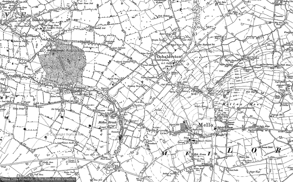 Old Map of Mellor Brook, 1892 in 1892
