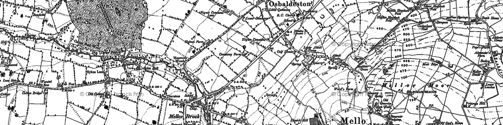 Old map of Mellor Brook in 1892