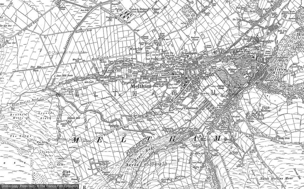 Old Map of Meltham, 1890 - 1891 in 1890
