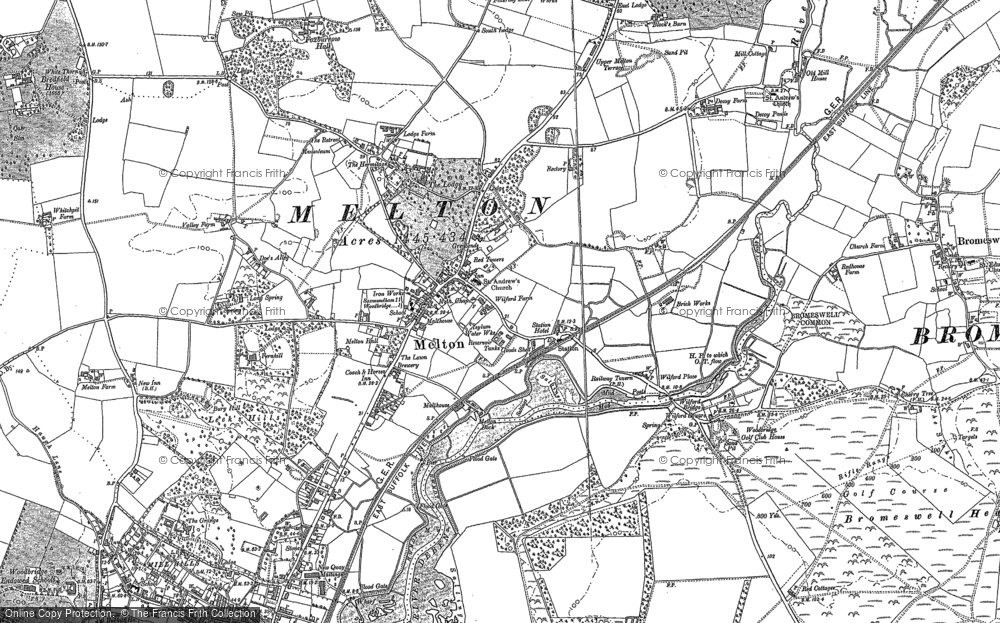 Old Map of Melton, 1881 in 1881