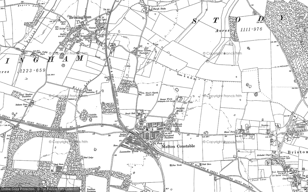 OLD ORDNANCE SURVEY MAP AYLSHAM REEPHAM 1908 MELTON CONSTABLE GUIST ATTLEBRIDGE 