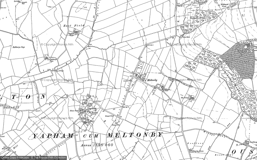Old Map of Historic Map covering Broad Ings in 1890