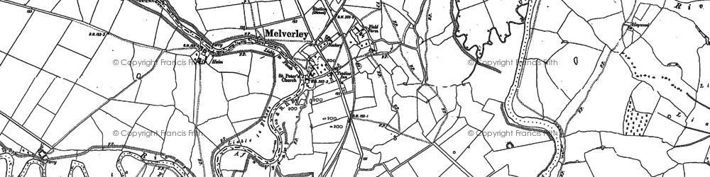 Old map of Melverley in 1900