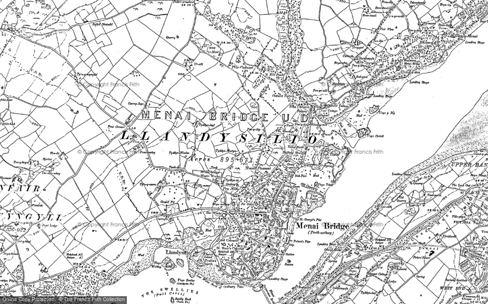 Old Map of Historic Map covering Ynys Gaint in 1899