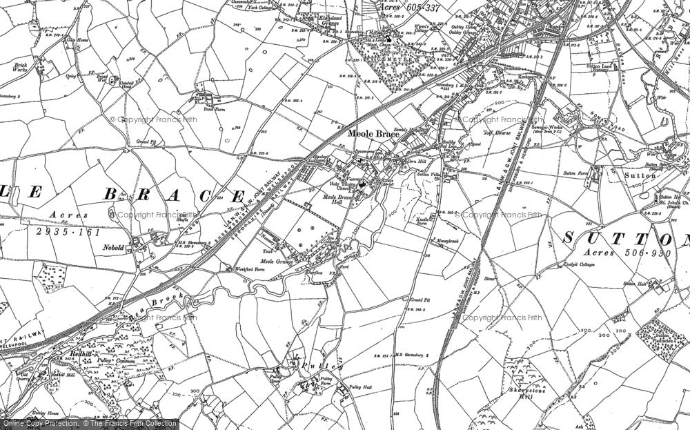 Old Map of Meole Brace, 1881 in 1881