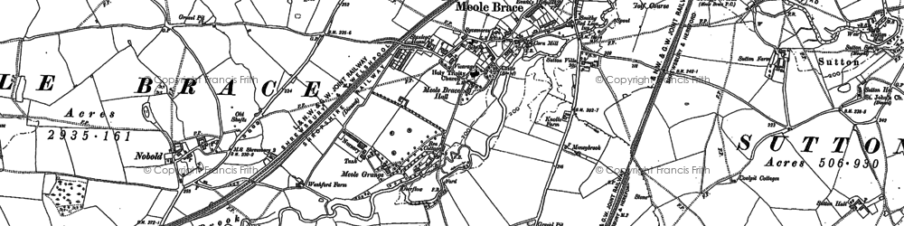 Old map of Meole Brace in 1881