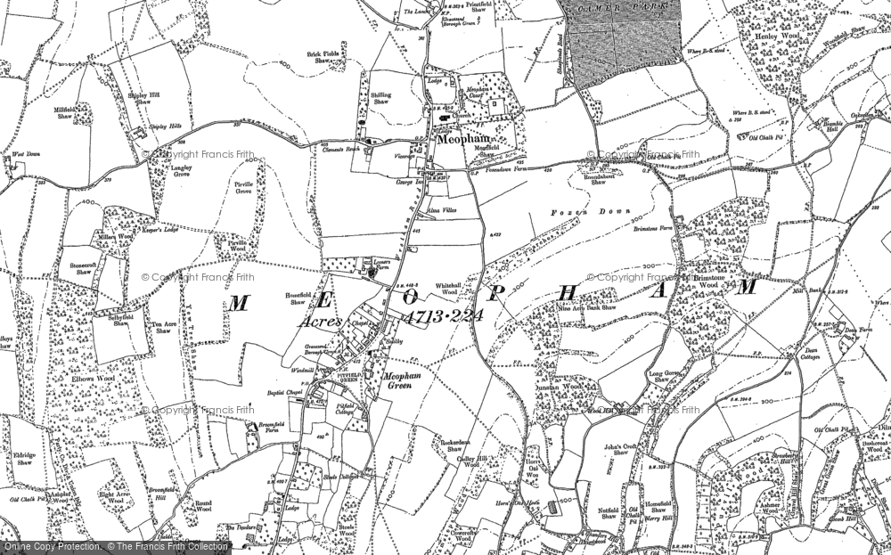 Old Map of Historic Map covering Brimstone Wood in 1895