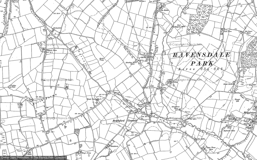 Old Map of Historic Map covering Brailsford Common in 1880