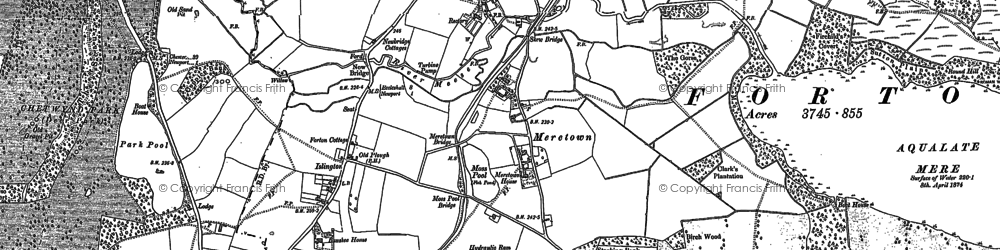 Old map of Meretown in 1880