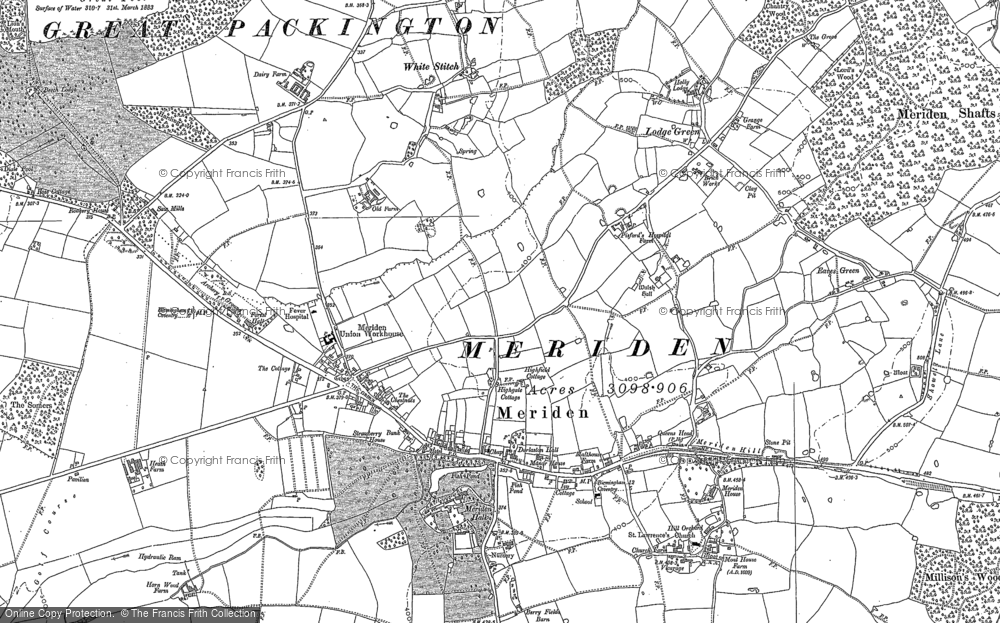 Old Map of Meriden, 1886 - 1887 in 1886