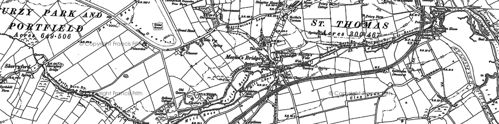 Old map of Merlin's Bridge in 1887