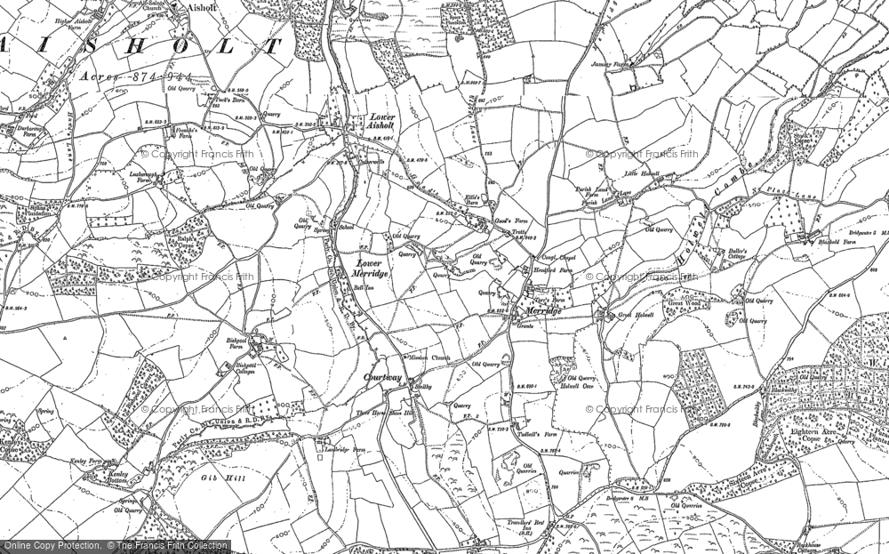 Old Map of Historic Map covering Quantock Hills in 1886