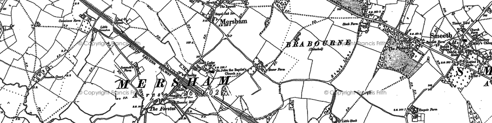 Old map of Mersham in 1896