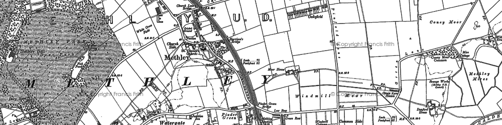 Old map of Lower Mickletown in 1890