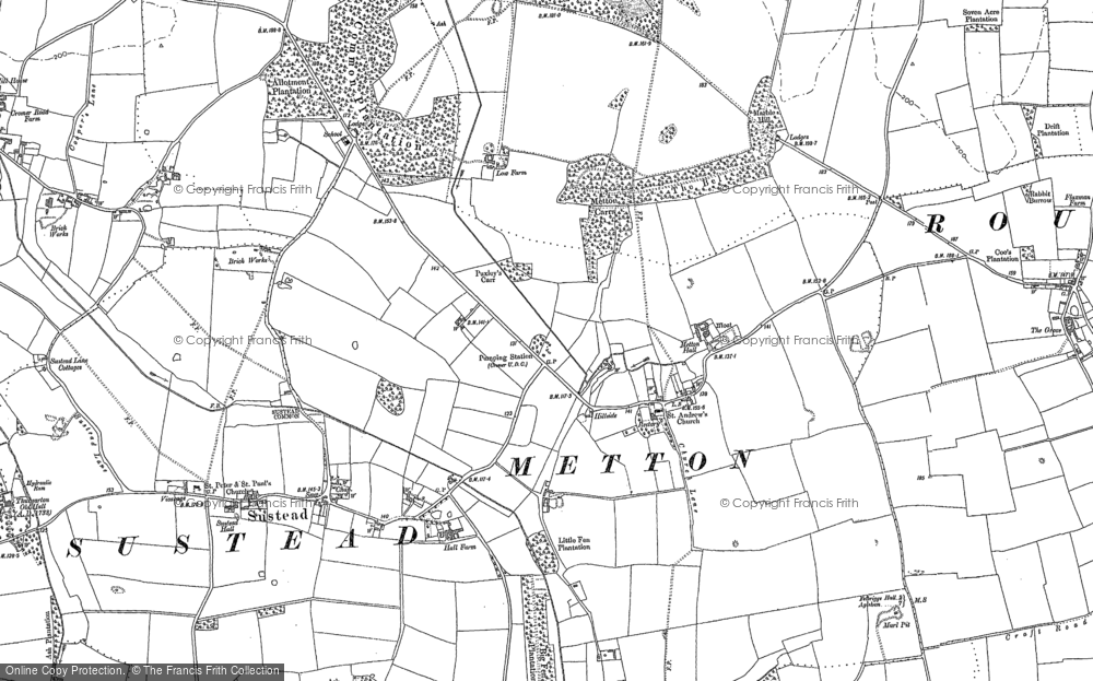Old Map of Metton, 1885 in 1885