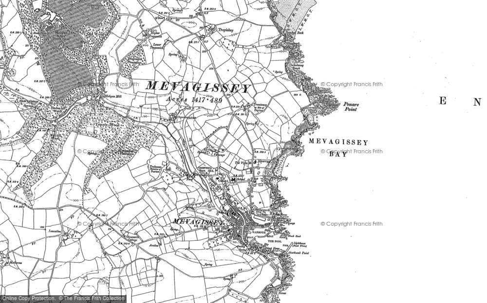 Old Map of Mevagissey, 1879 - 1905 in 1879
