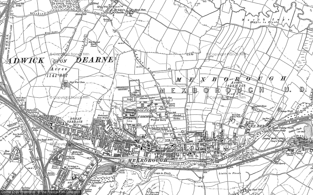 Cadeby Mexborough N Harlington old map Yorkshire 1938: 284NW High Melton 